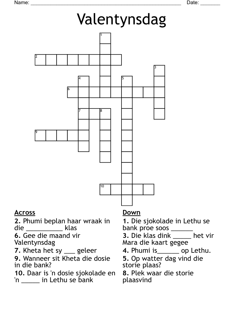 Valentynsdag Crossword
