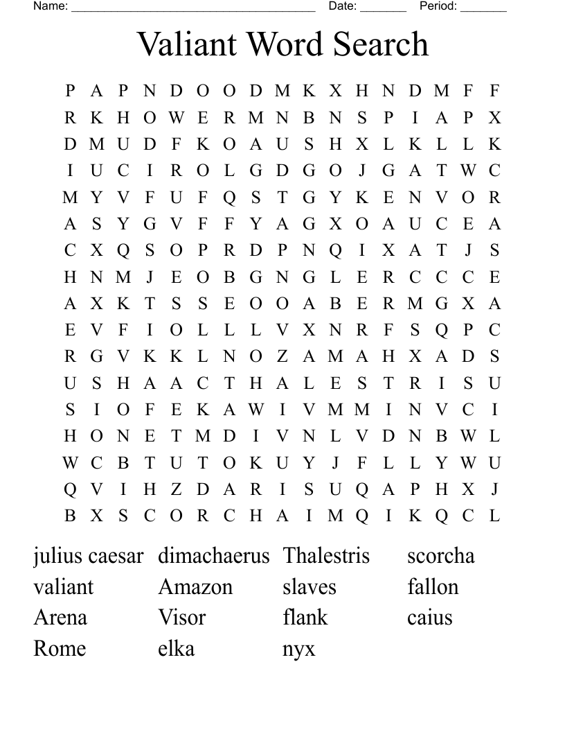 Valiant Word Search