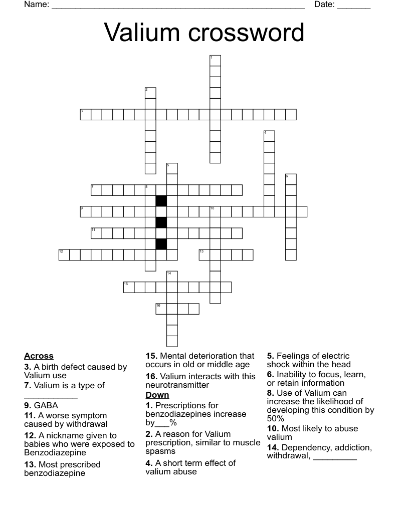 Valium crossword
