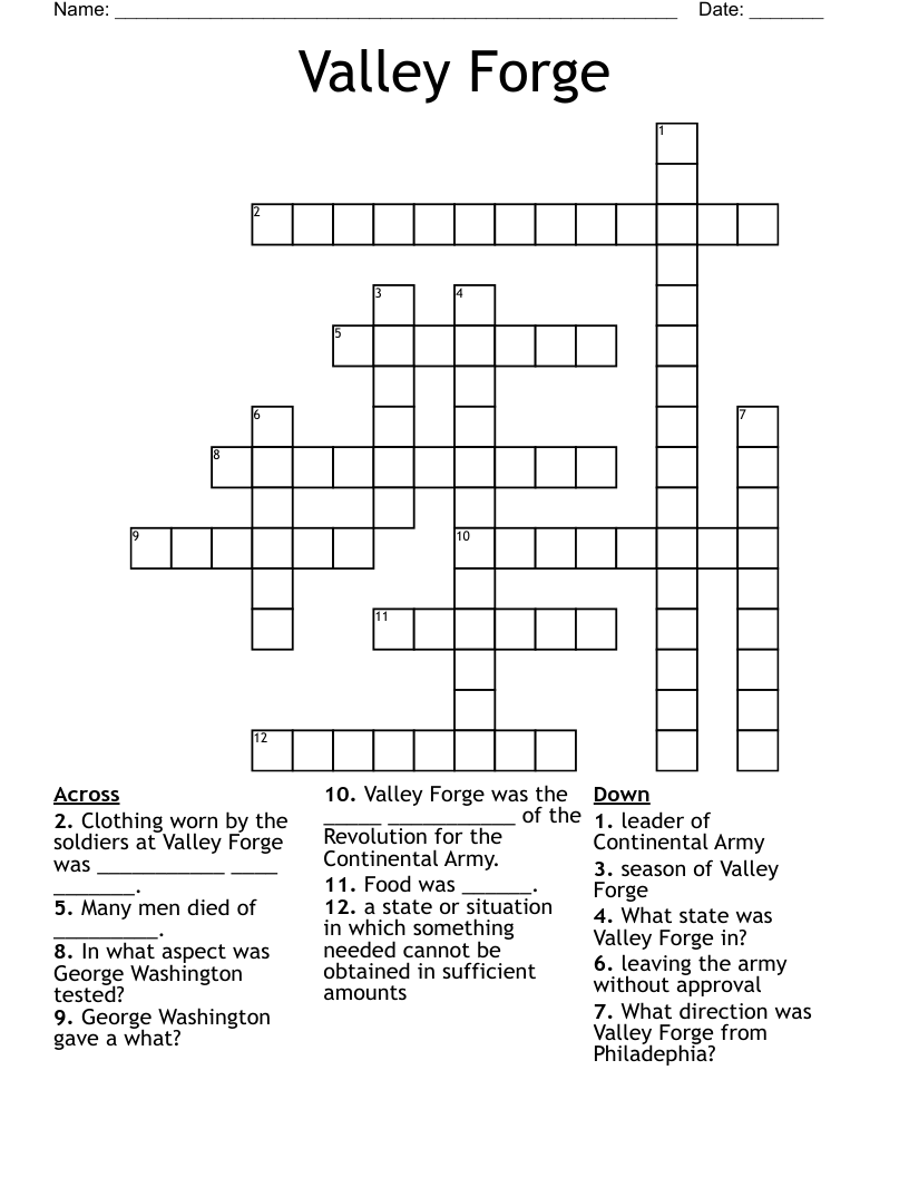 Valley Forge Crossword