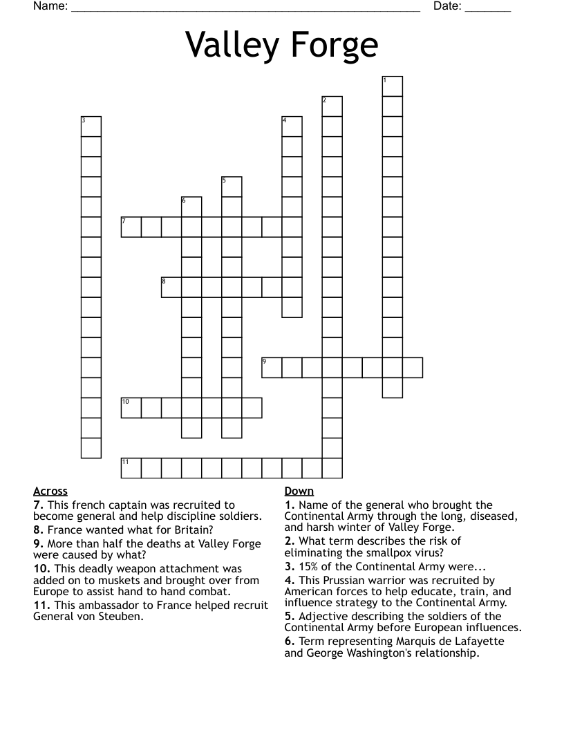 Valley Forge Crossword