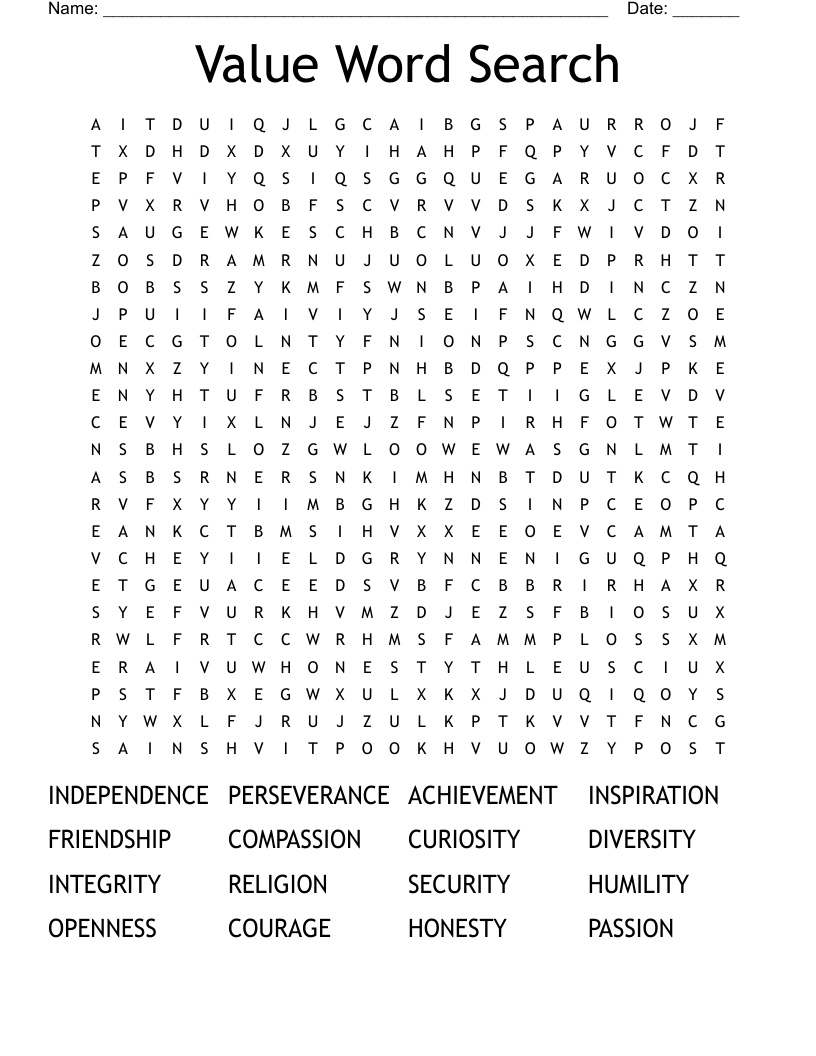 Value Word Search
