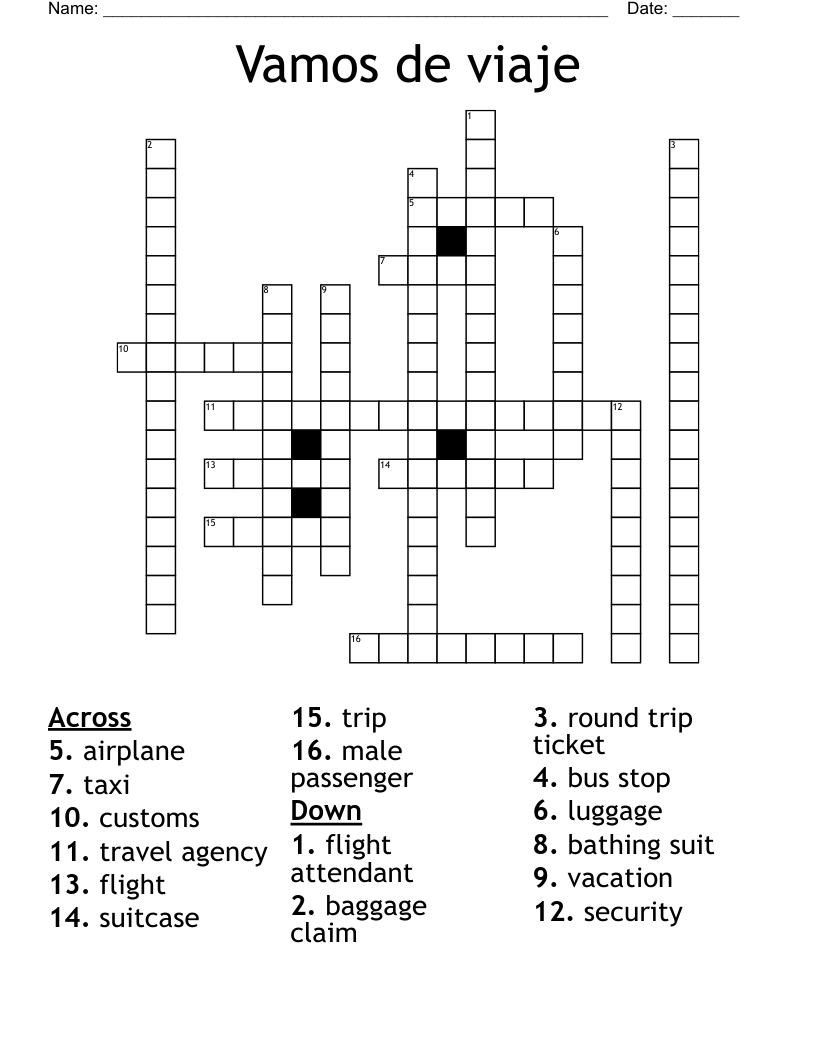 Vamos de viaje Crossword