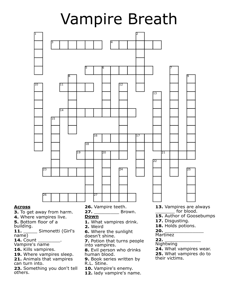 Vampire Breath Crossword