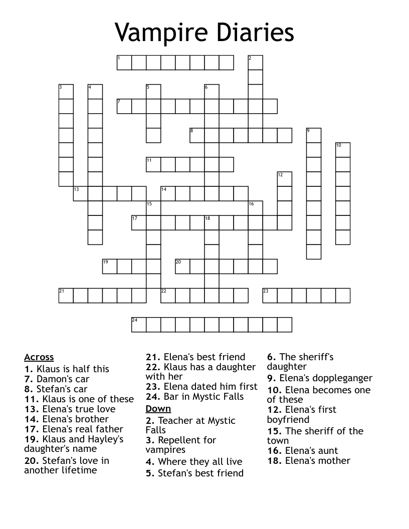 Vampire Diaries Crossword