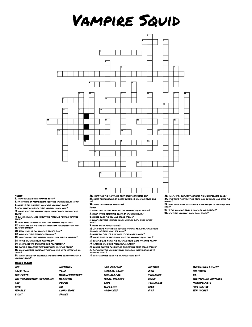 Vampire Squid Crossword