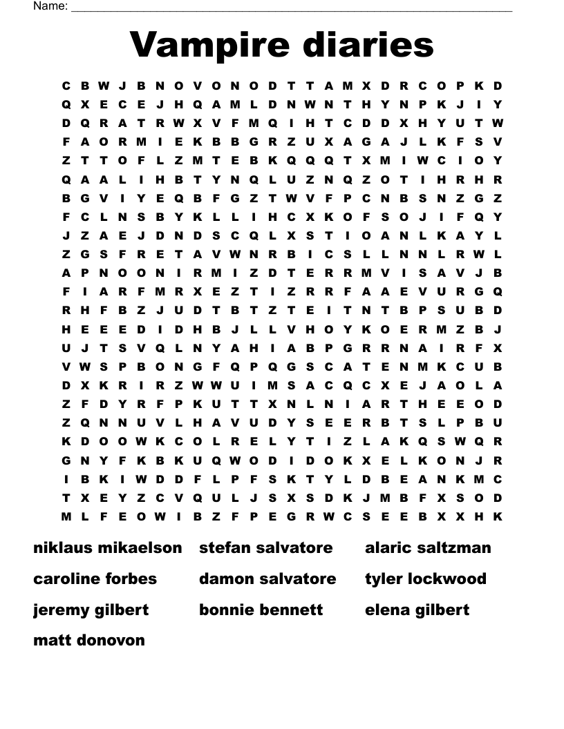 Vampire diaries Word Search
