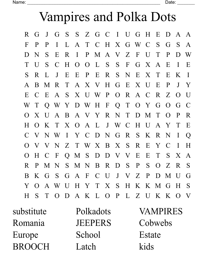 Vampires and Polka Dots Word Search