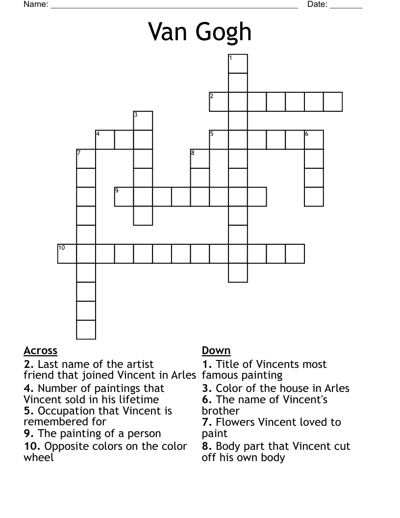Van Gogh Crossword