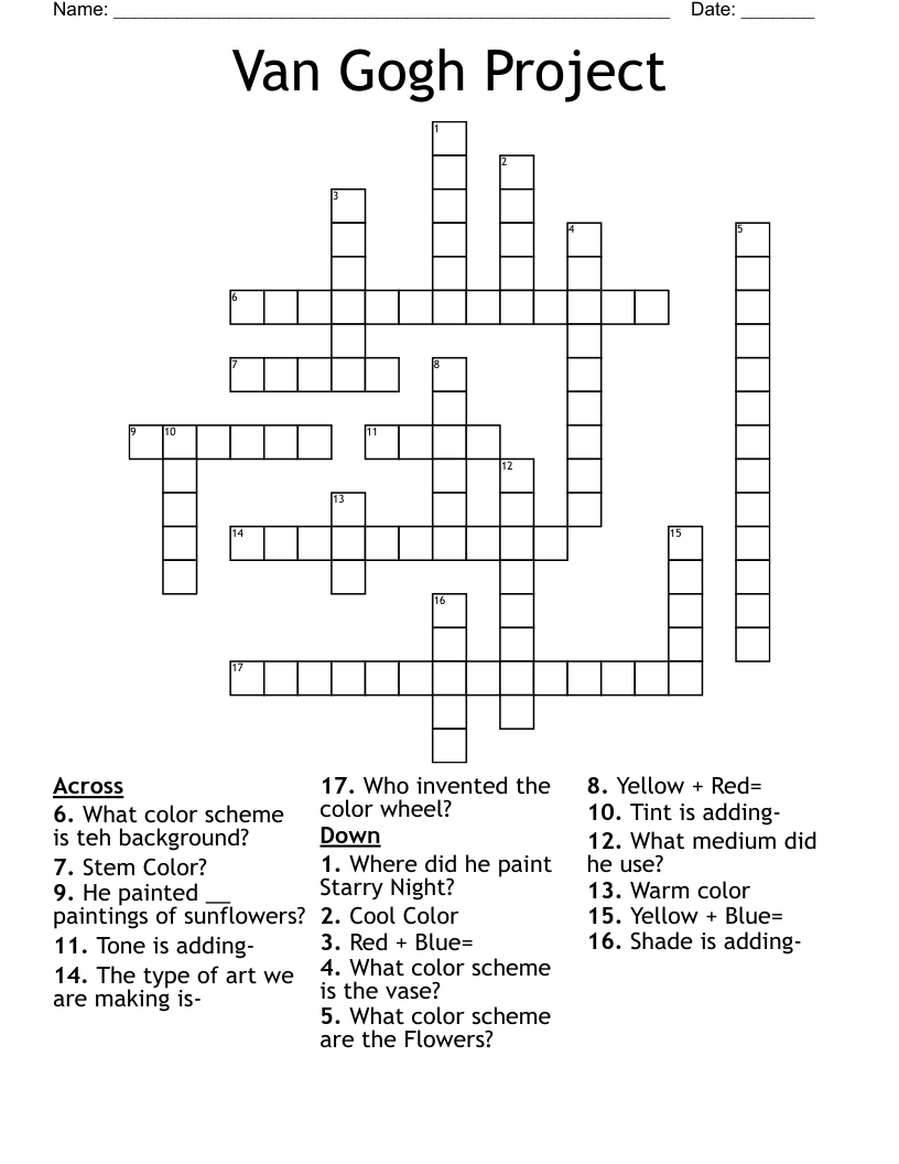 Van Gogh Project Crossword