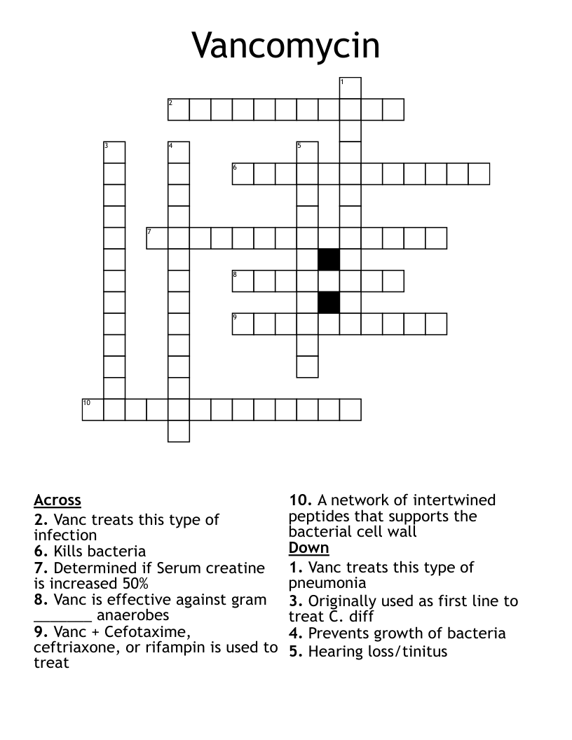 Vancomycin Crossword