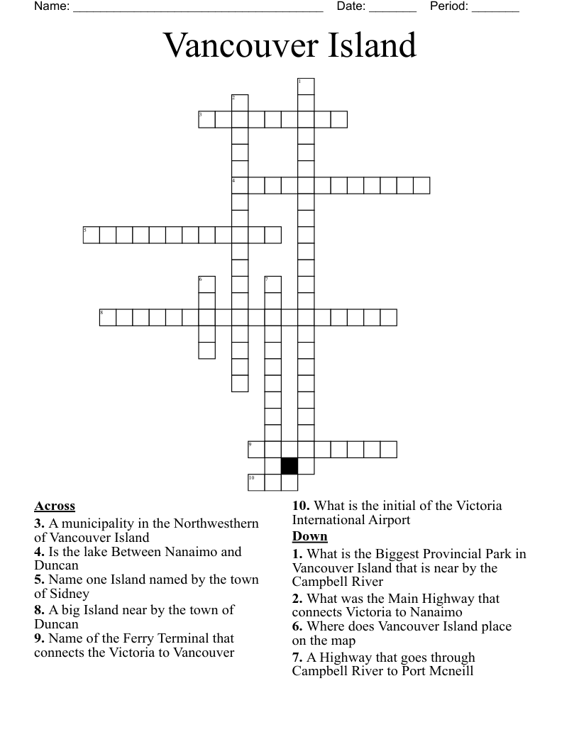 Vancouver Island Crossword