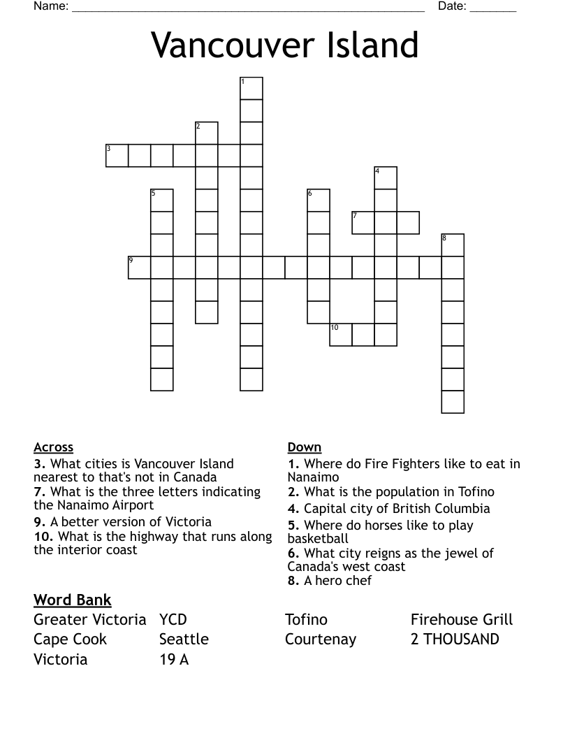 Vancouver Island  Crossword
