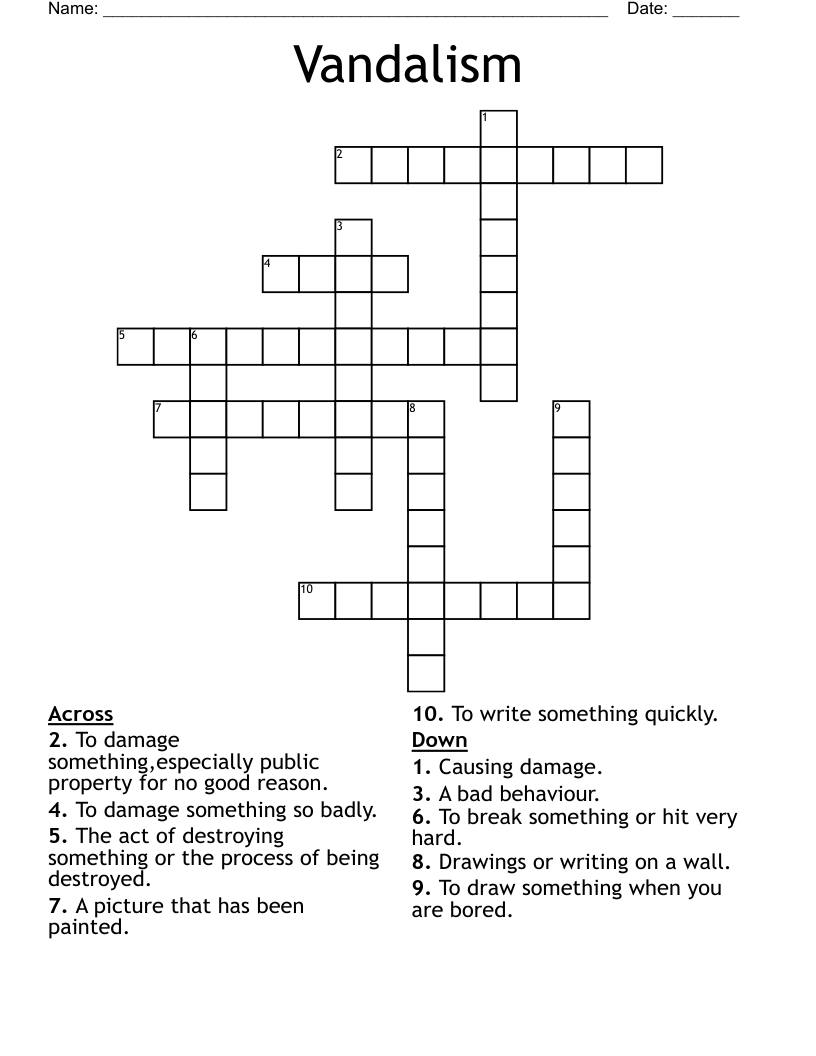 Vandalism Crossword