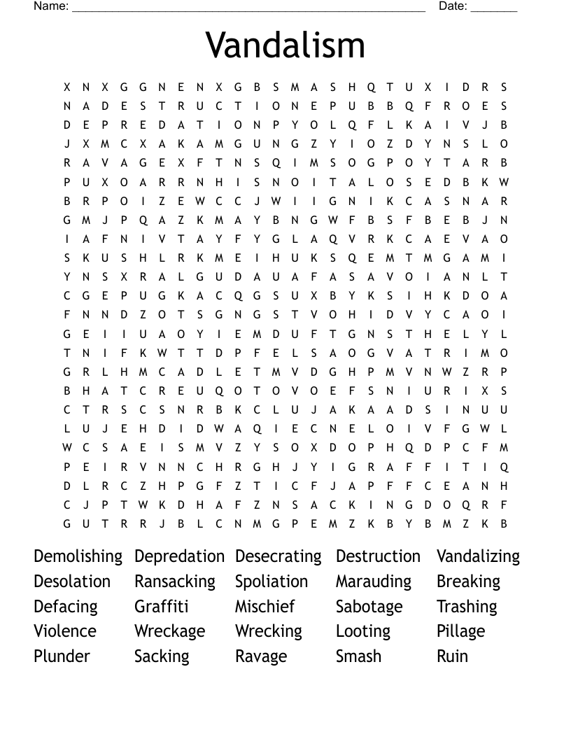 Vandalism Word Search