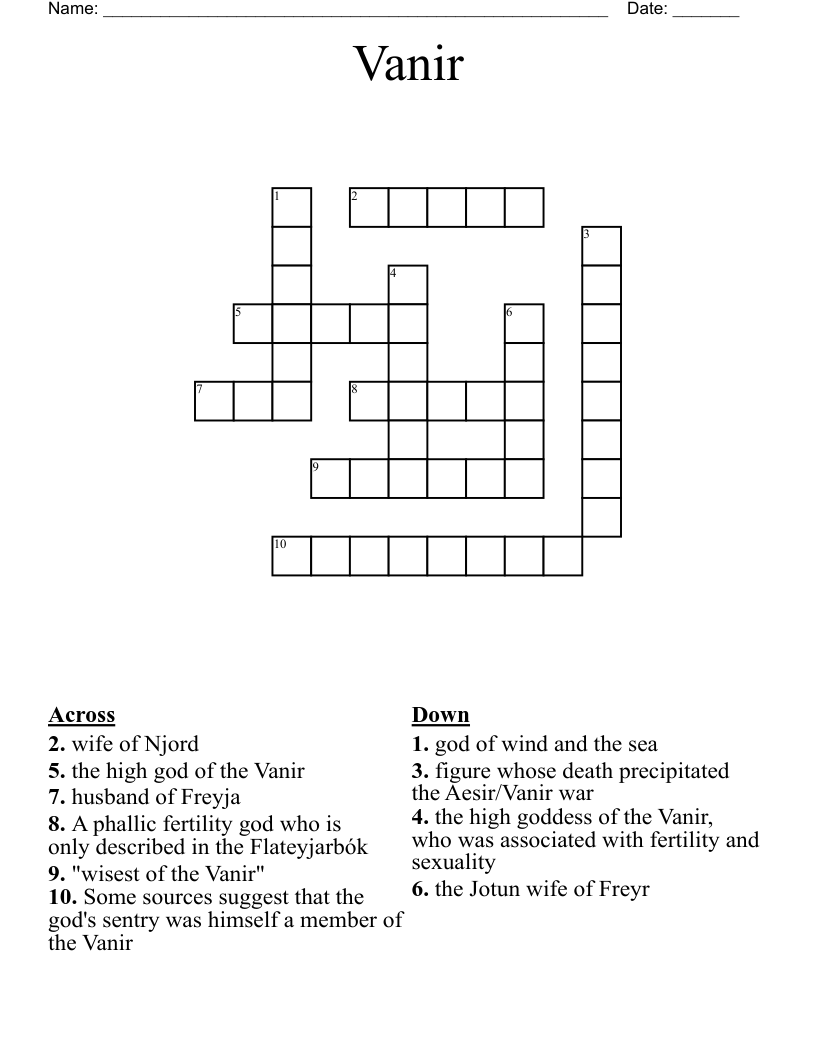 Vanir Crossword