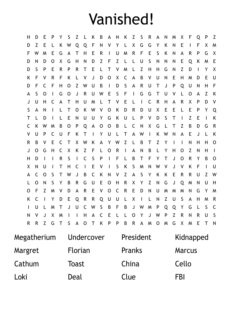 Vanished! Word Search
