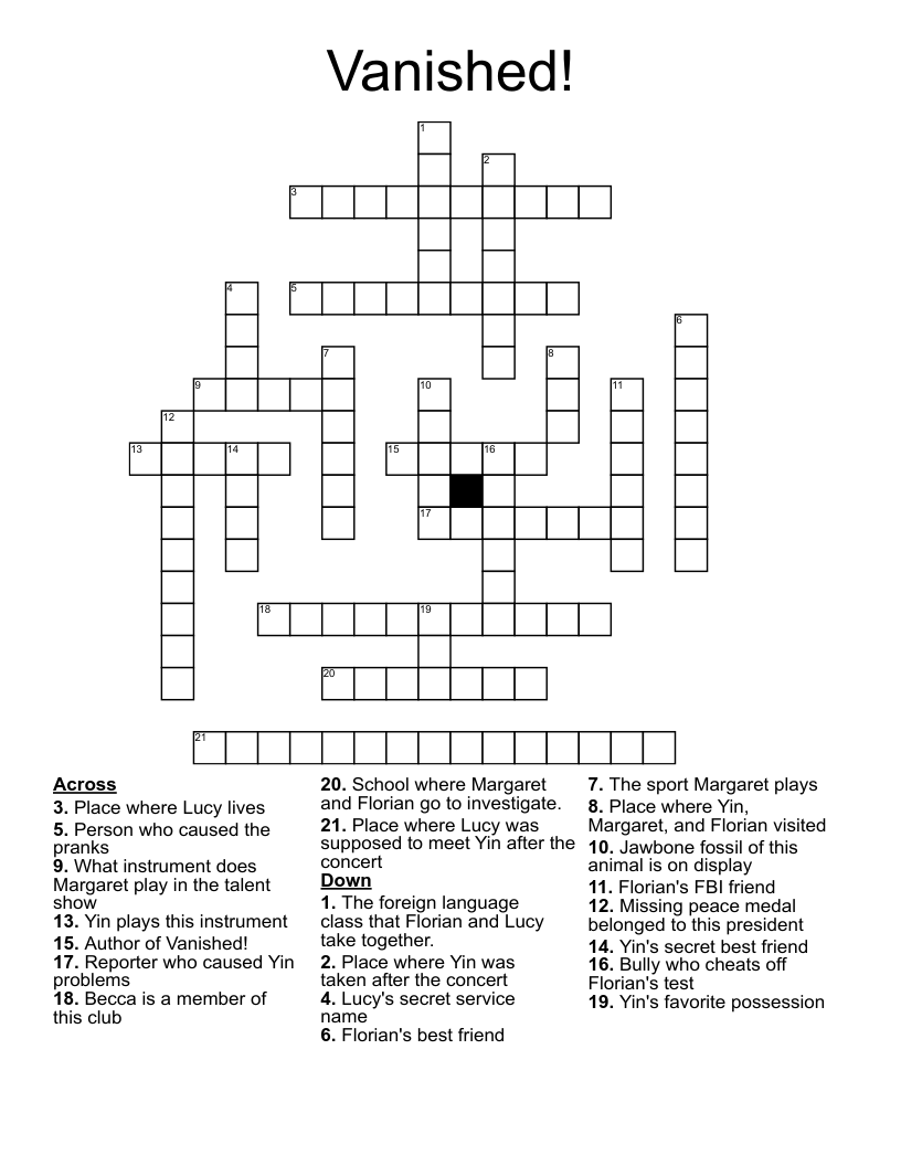 Vanished! Crossword