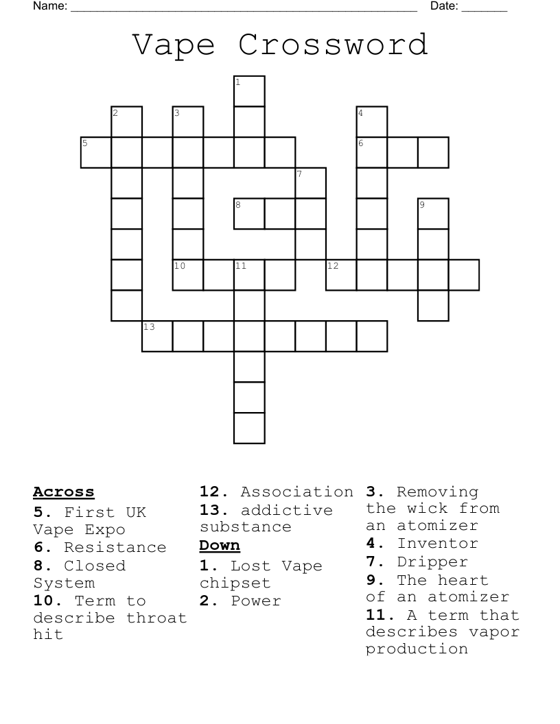 Vape Crossword
