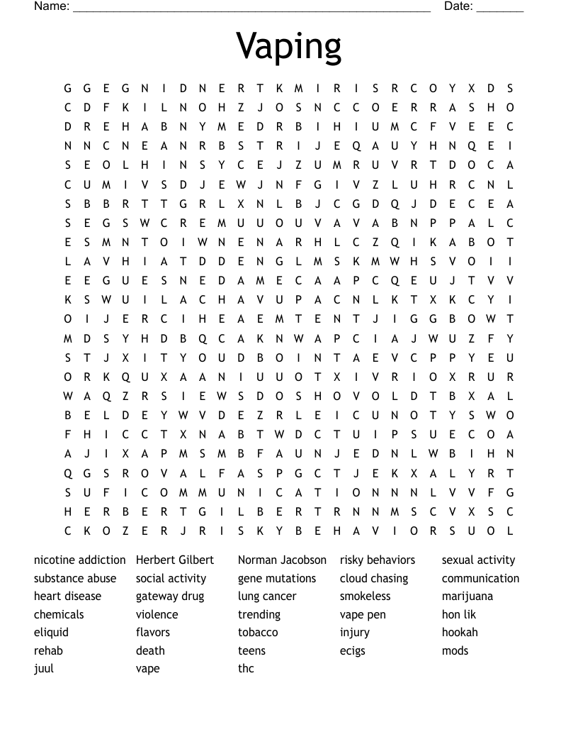 Vaping Word Search