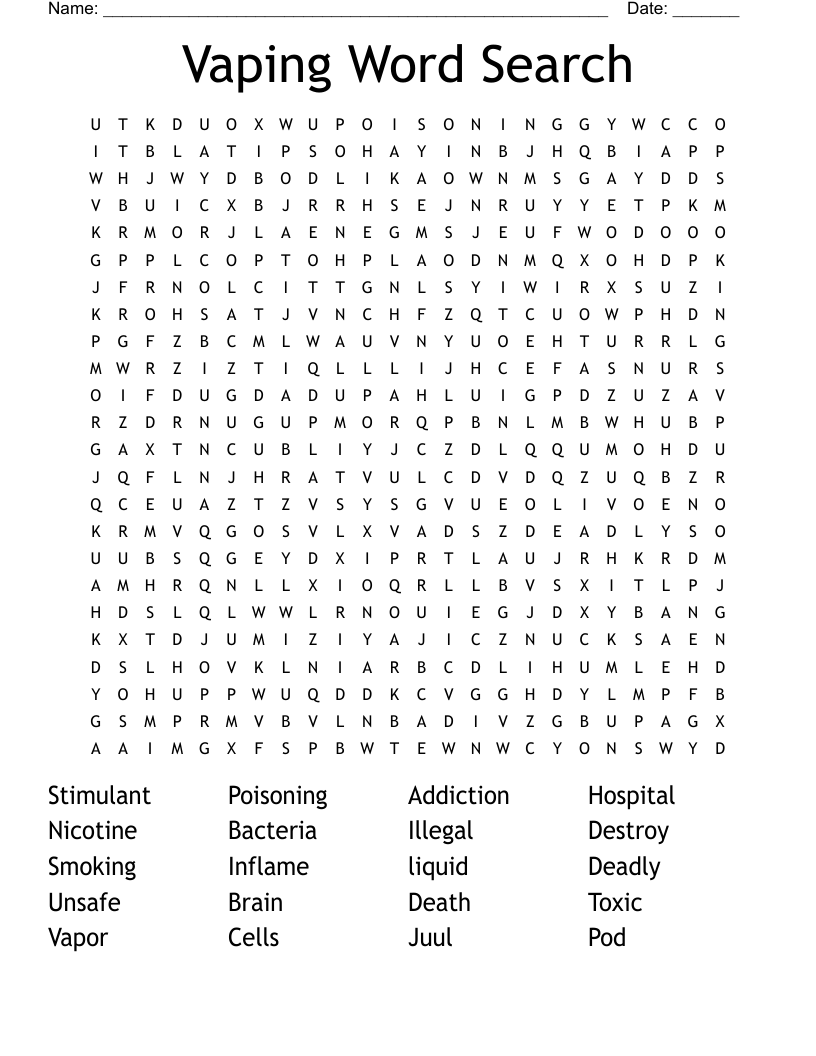Vaping Word Search