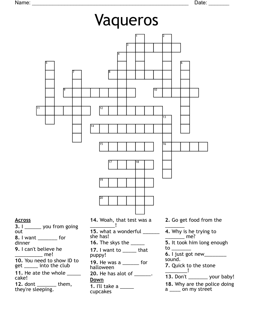 Vaqueros Crossword