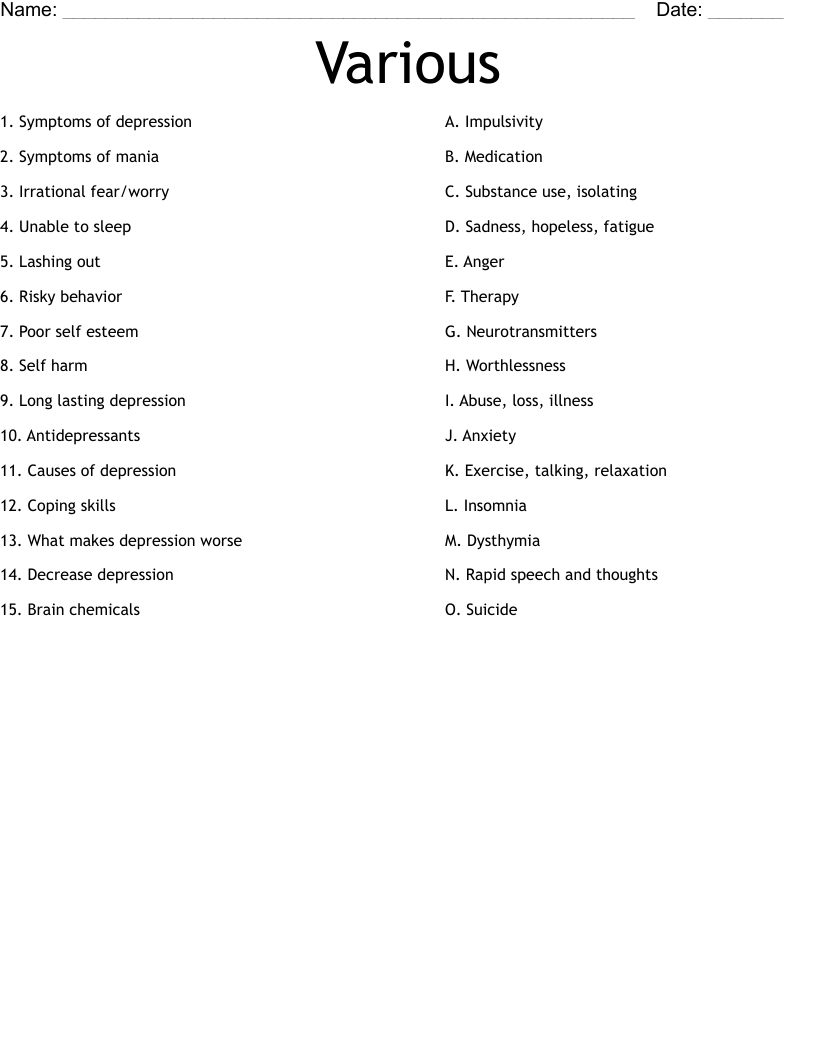 Various Worksheet