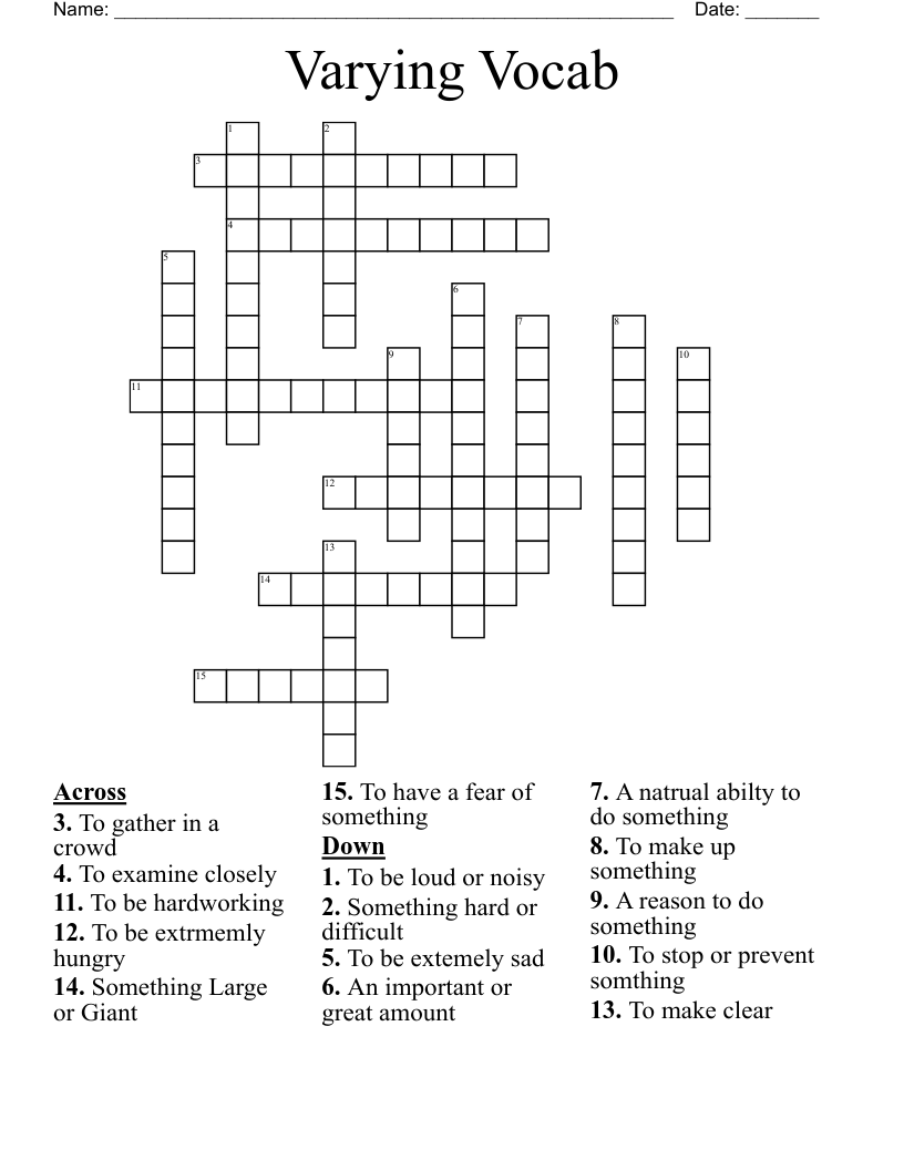 Varying Vocab Crossword