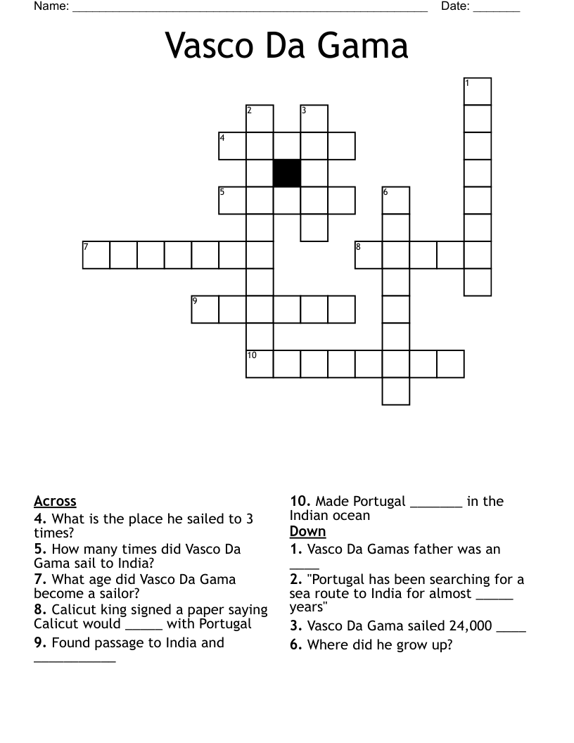 Vasco Da Gama Crossword