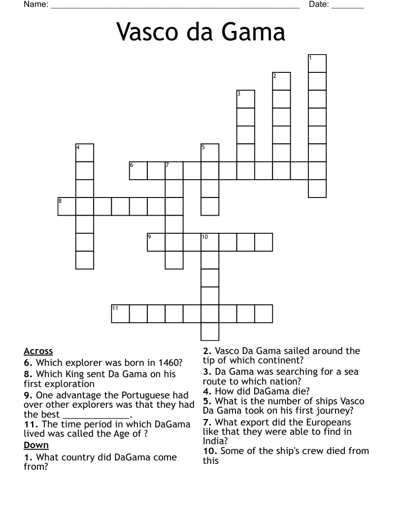 Vasco da Gama Crossword