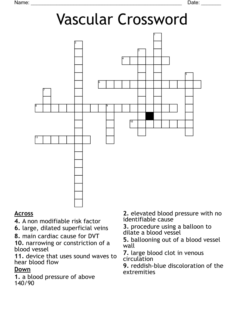 Vascular Crossword