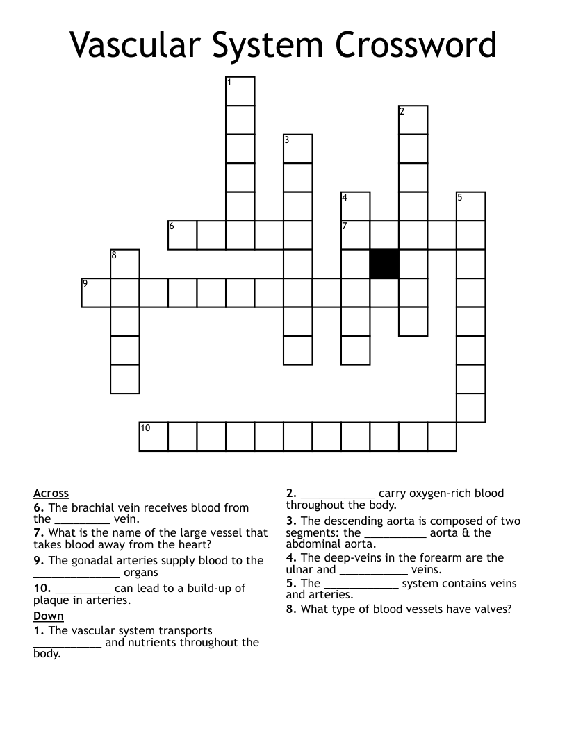 Vascular System Crossword