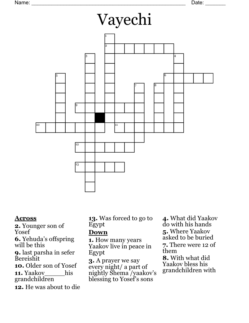 Vayechi Crossword