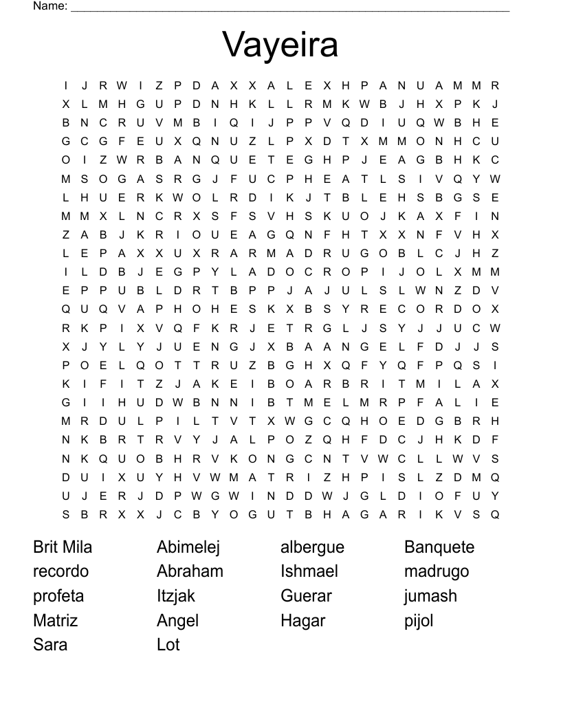 Vayeira Word Search