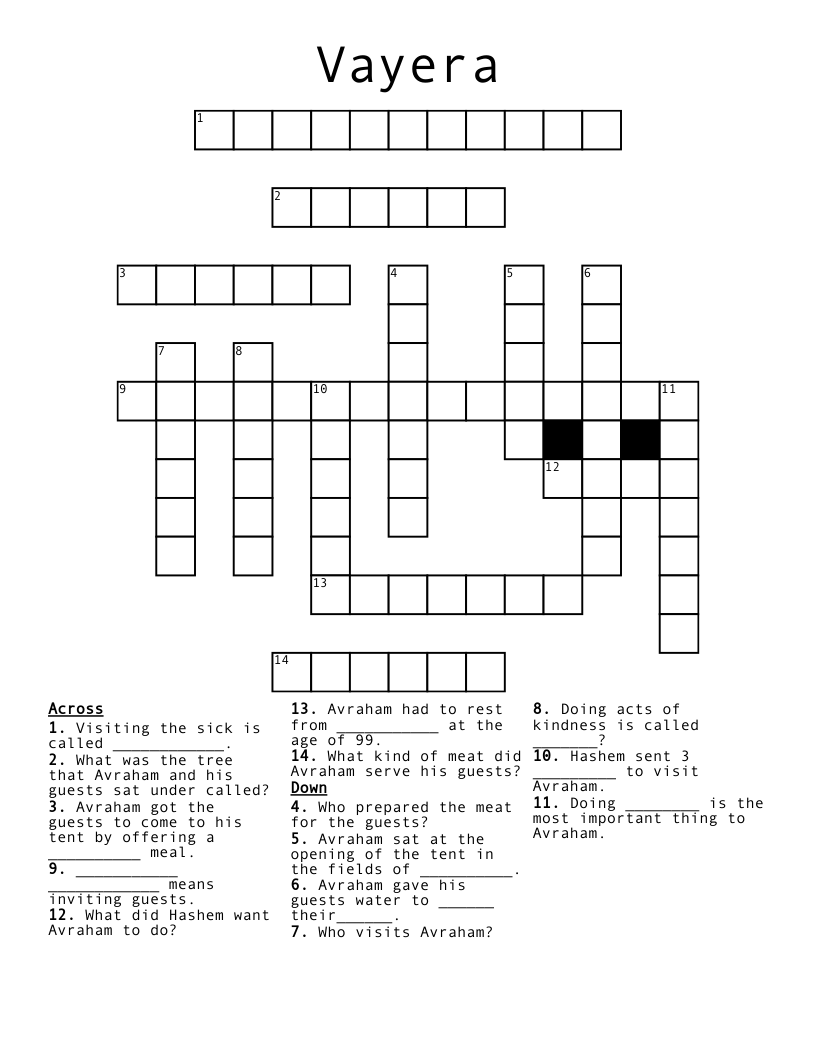 Vayera Crossword