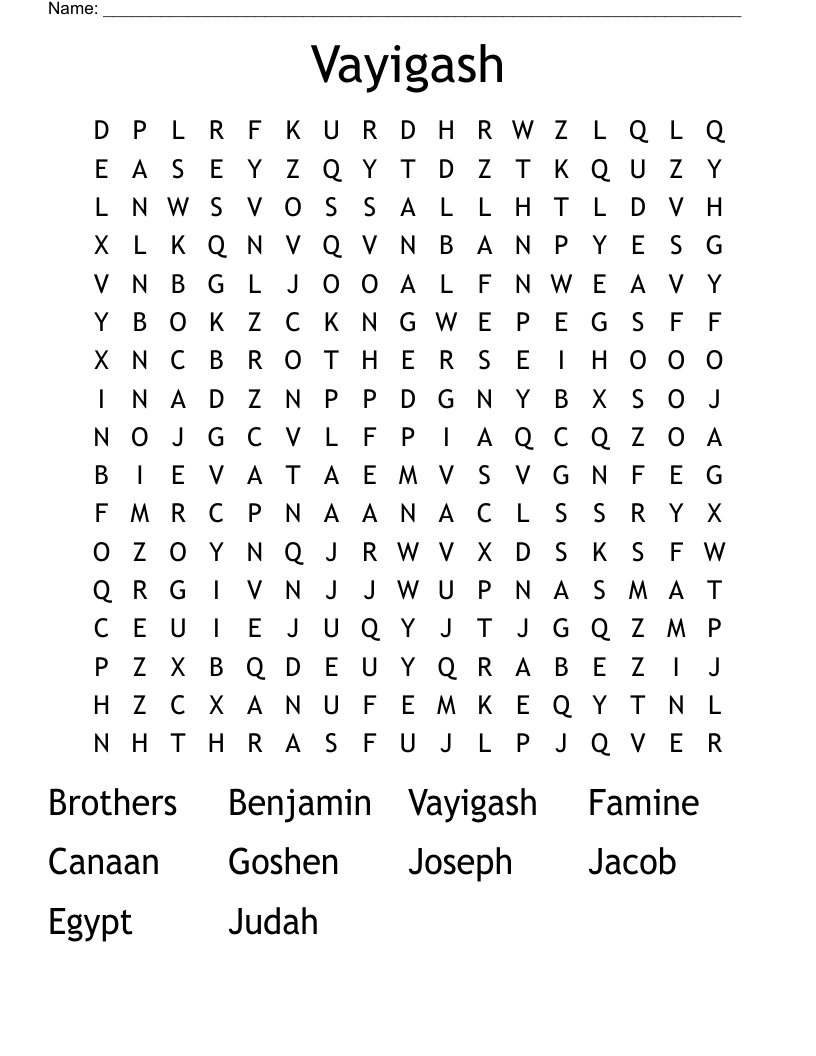 Vayigash Word Search