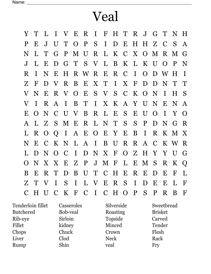 Veal Word Search