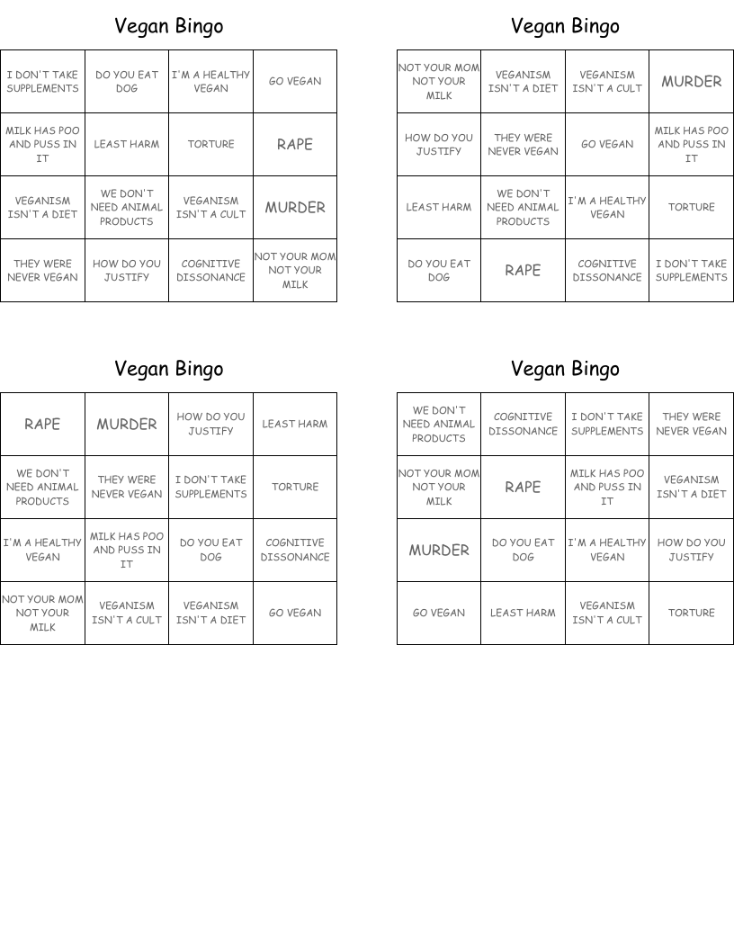 Vegan Bingo