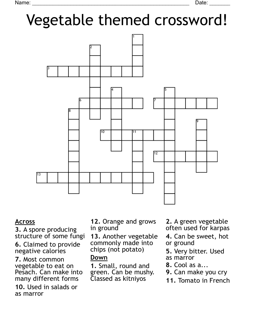 Vegetable themed crossword!