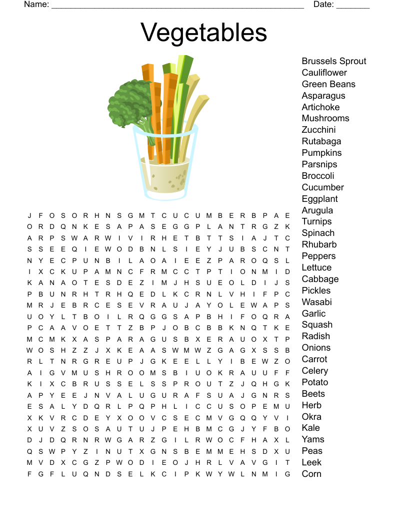 Vegetables Word Search