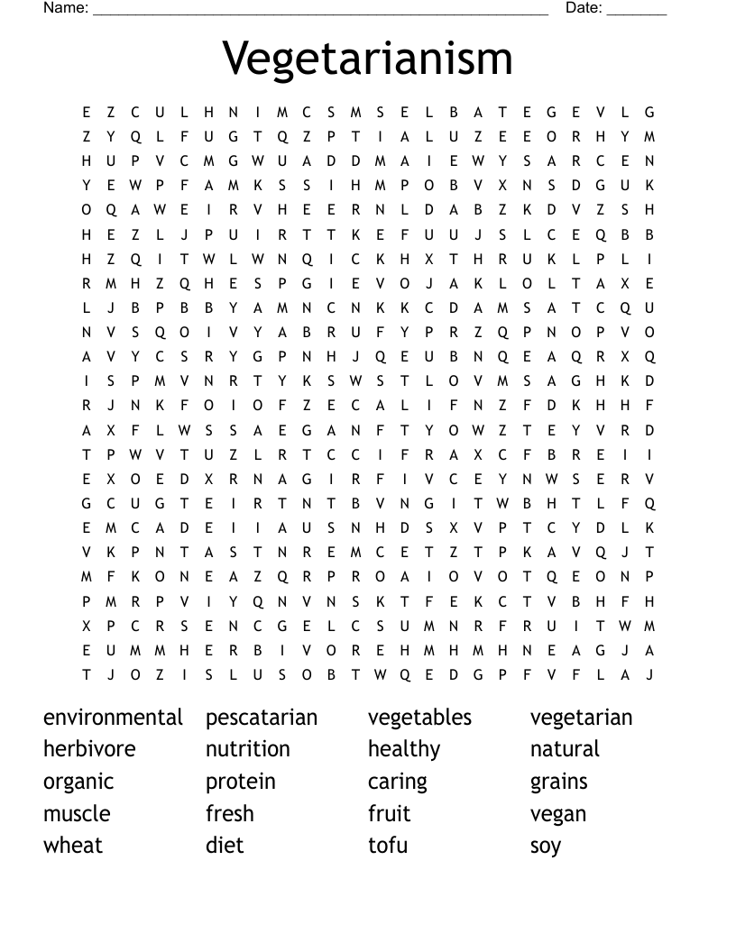 Vegetarianism  Word Search
