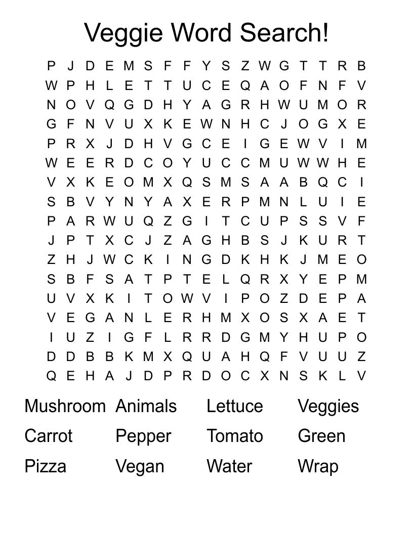 Veggie Word Search!