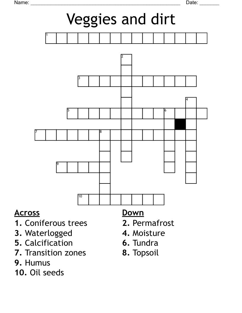 Veggies and dirt  Crossword