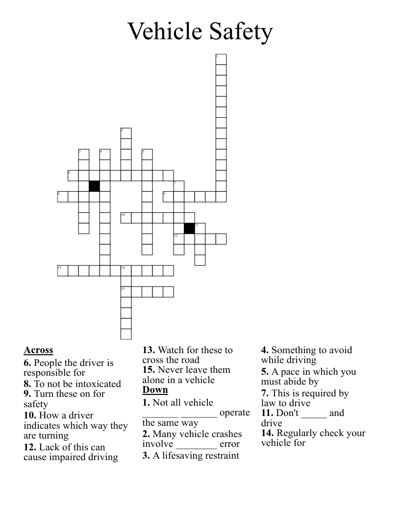 Vehicle Safety Crossword