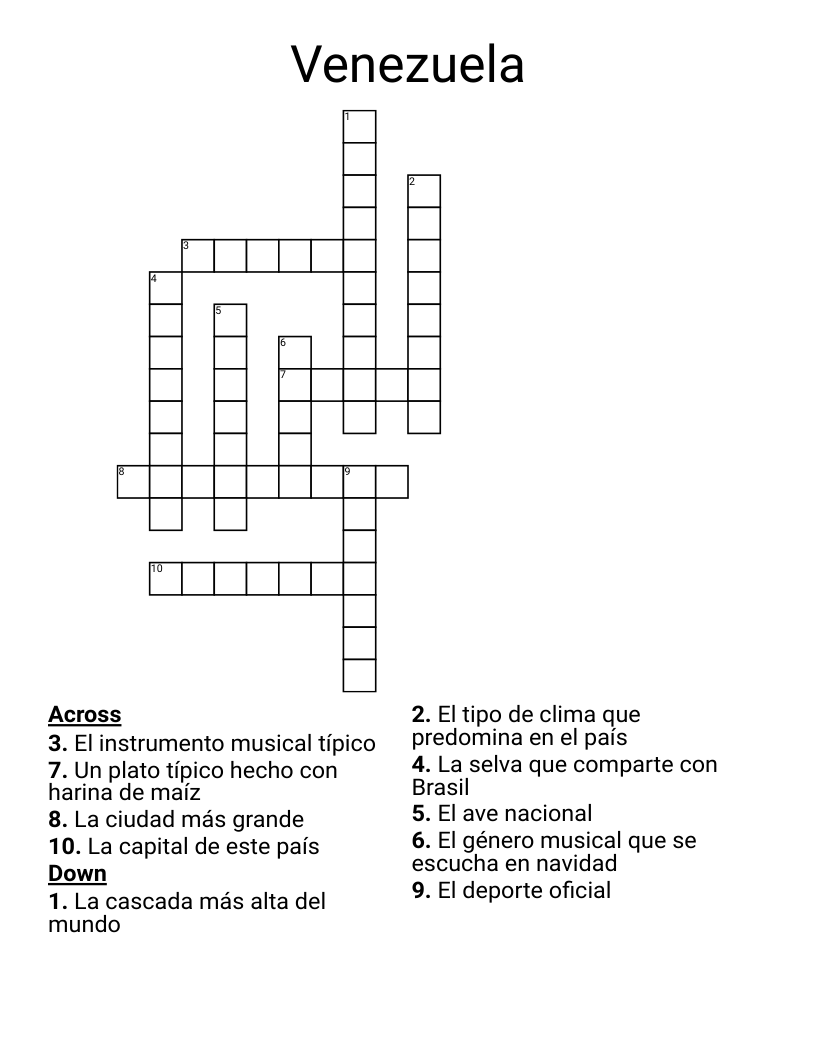 Venezuela Crossword