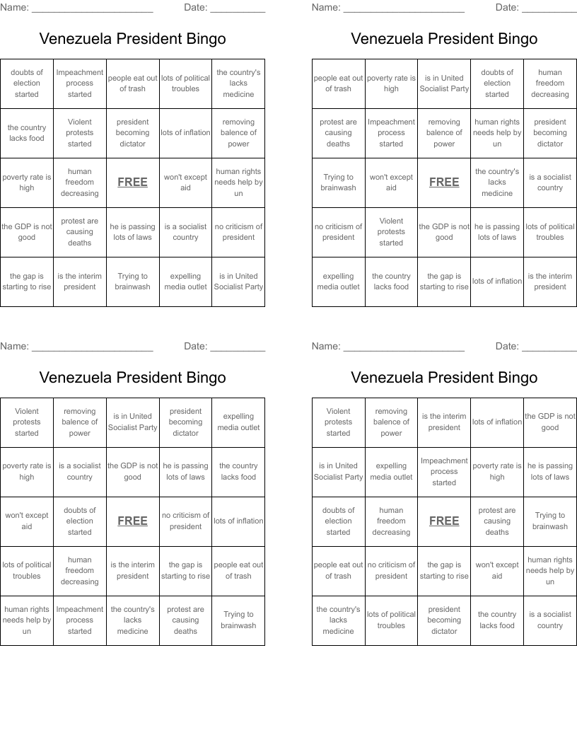 Venezuela President  Bingo 
