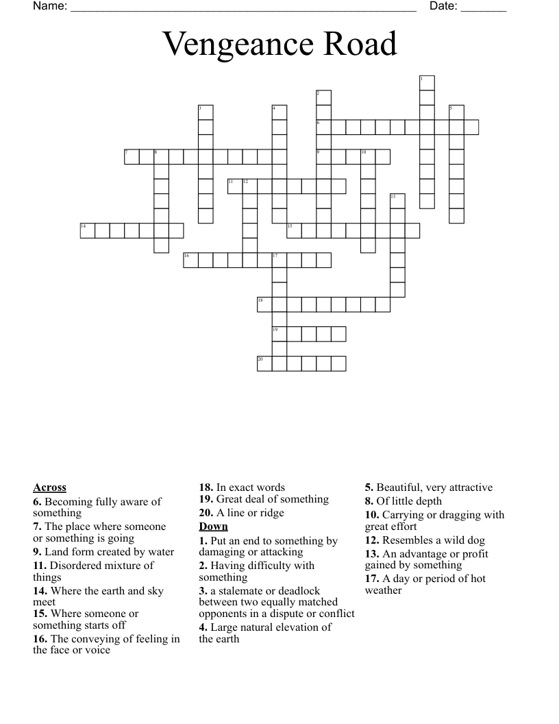 Vengeance Road Crossword