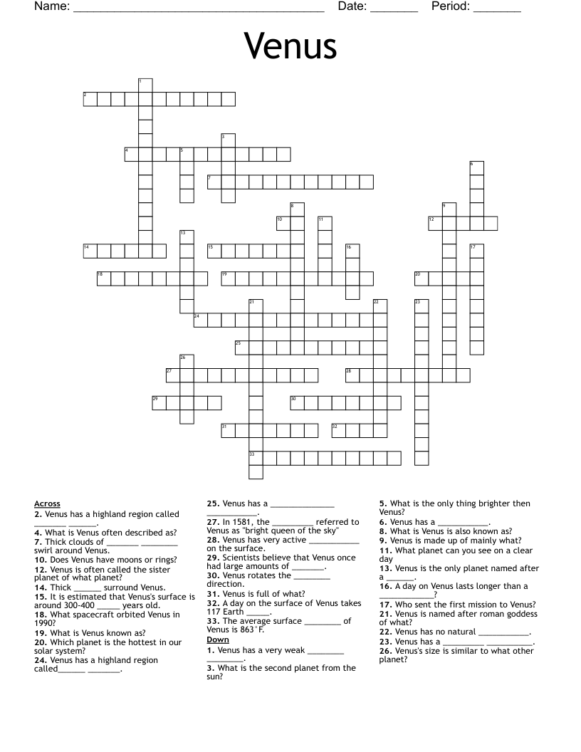 Venus Crossword
