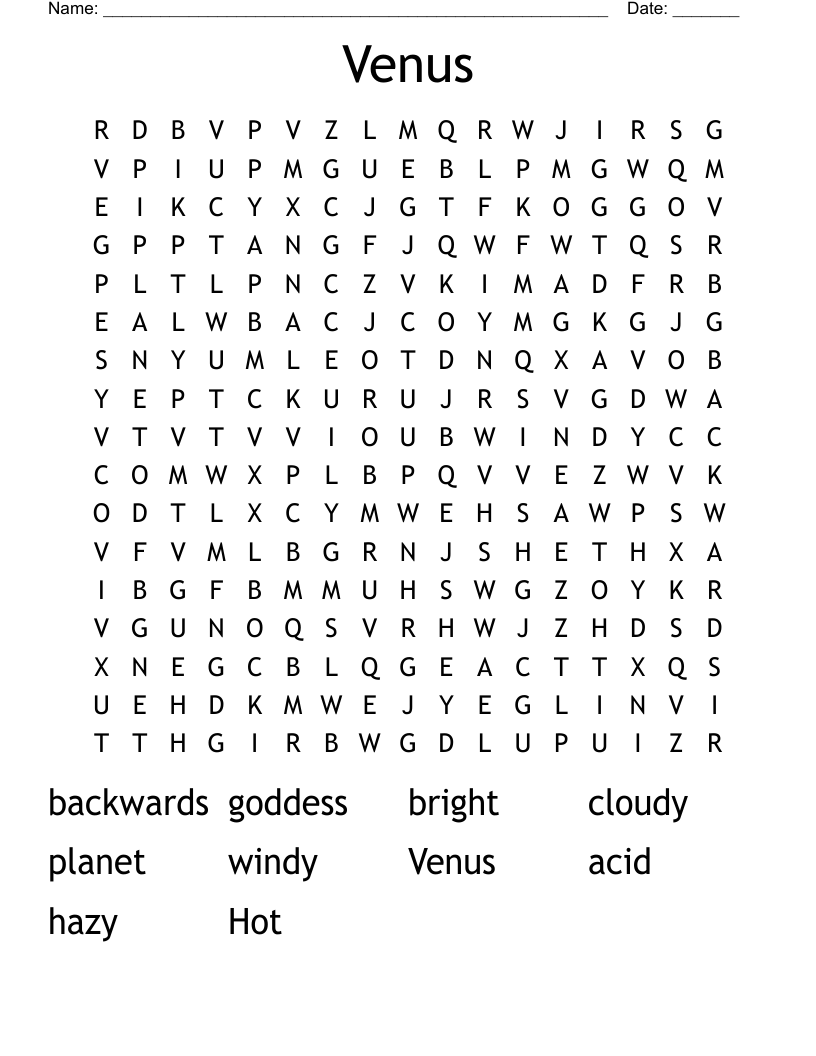 Venus Word Search