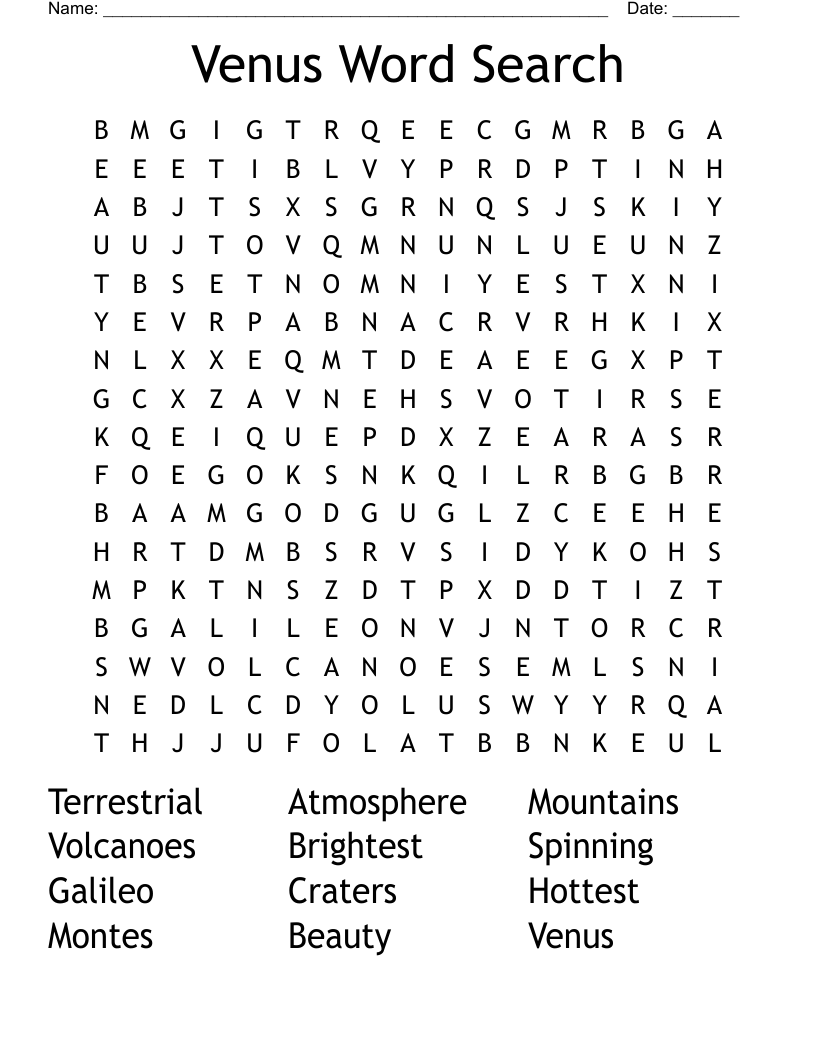 Venus Word Search